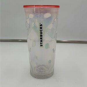 Starbucks 18oz Clear Reusable Cold Cup Tumbler Wavy Design With Lid 2022